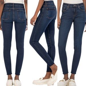 Kut From The Kloth Donna High Rise Ankle Skinny Jeans Distressed Raw Hem Size 10